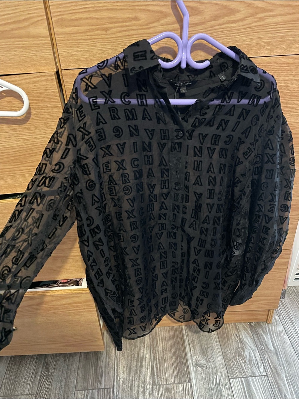 Armani Exchange Black Sheer Logo Scarf/Bandana